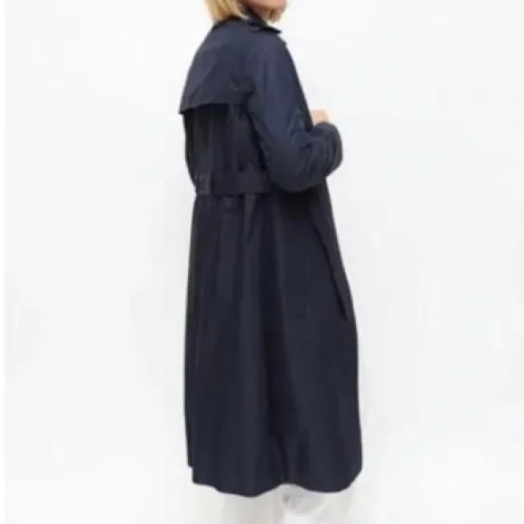 Scanlan Theodore Trench Coat, Navy, Medium - Picture 2 of 9
